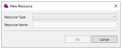 The small New Resource dialog asking for resource type and name